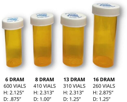6 Dram Amber Prescription Medicine Vials with Caps - Child Resistant - 600/case in Saudi Arabia