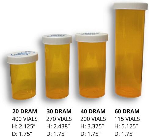 6 Dram Amber Prescription Medicine Vials with Caps - Child Resistant - 600/case in Saudi Arabia