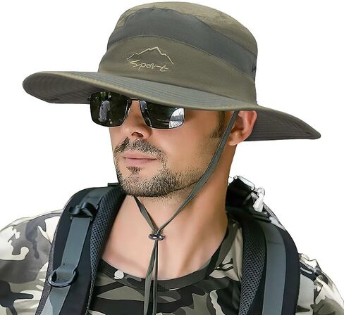 Muryobao Men's Sun Hats UV Protection Summer Hat Wide Brim UPF50 Fishing Boonie Hat Waterproof Packable Bucket Cap in Saudi Arabia