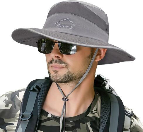 Muryobao Men's Sun Hats UV Protection Summer Hat Wide Brim UPF50 Fishing Boonie Hat Waterproof Packable Bucket Cap in Saudi Arabia