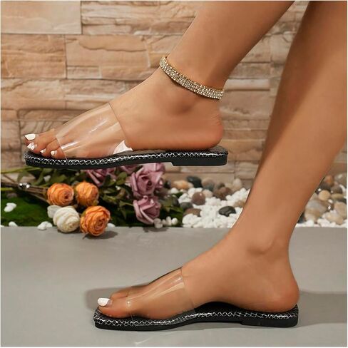 GORGLITTER Women's Clear Slides Open Toe Single Band Dressy Sandals in Saudi Arabia