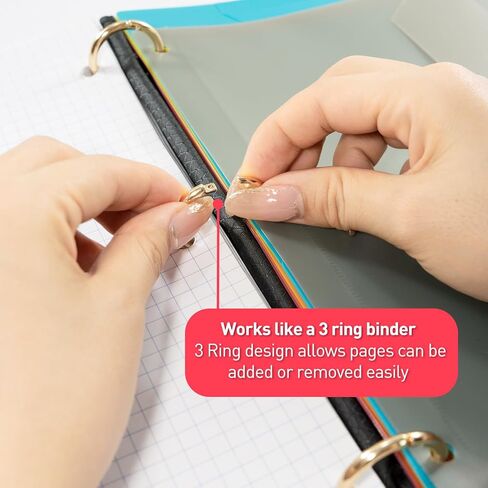 مجلد دفتر ملاحظات الكل في واحد، دفتر ملاحظات قابل لإعادة الملء مقاس 1 بوصة، 3 حلقات مع 5 فواصل ملونة قابلة للتحريك، جيب داخلي بلاستيكي - أحمر in Kuwait