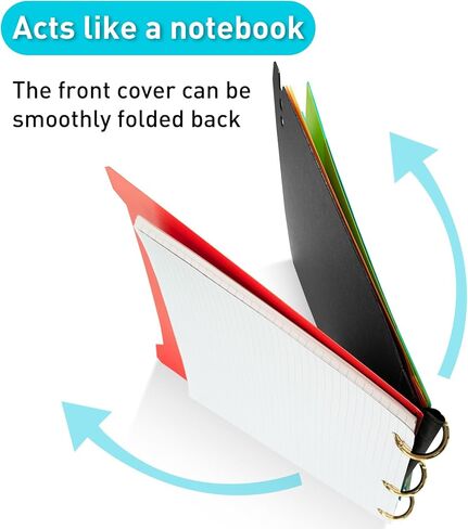 مجلد دفتر ملاحظات الكل في واحد، دفتر ملاحظات قابل لإعادة الملء مقاس 1 بوصة، 3 حلقات مع 5 فواصل ملونة قابلة للتحريك، جيب داخلي بلاستيكي - أحمر in Kuwait