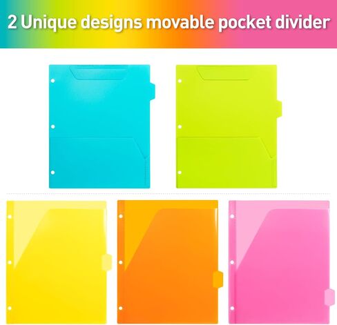 مجلد دفتر ملاحظات الكل في واحد، دفتر ملاحظات قابل لإعادة الملء مقاس 1 بوصة، 3 حلقات مع 5 فواصل ملونة قابلة للتحريك، جيب داخلي بلاستيكي - أحمر in Kuwait