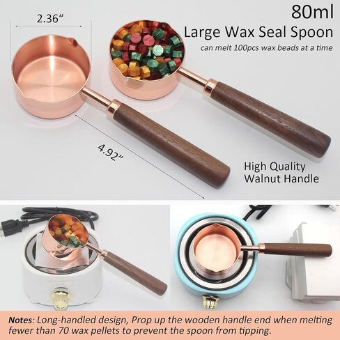 Electric Wax Seal Warmer Kit, Andotopee Wax Seal Melter and 80ml Wax Seal Spoon, Tinfoil, Stir Pin for Fast Melting Wax Seal Beads Sticks, Sealing Wax Melting Furnace Set for Stamp Seals Craft, Purple in Saudi Arabia