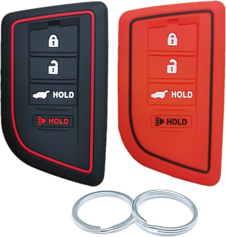 2Pcs 4 Buttons Silicone Smart Key Fob Compatible with 2022 2023 Acura MDX Key Fob Cover (Black) in Kuwait