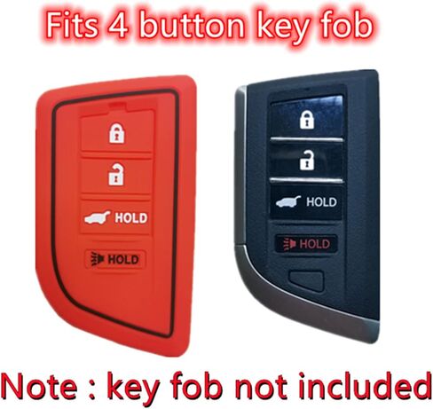 2Pcs 4 Buttons Silicone Smart Key Fob Compatible with 2022 2023 Acura MDX Key Fob Cover (Black) in Kuwait