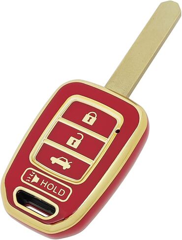 360 Degree Soft TPU Protector Key Fob Cover Case fit for Honda 2016-2017 Accord 2016-2019 Civic 2014-2015 CR-V Keyless Entry Key Fob (Red) in Saudi Arabia