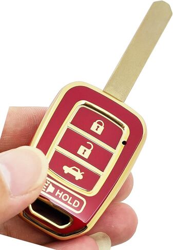 360 Degree Soft TPU Protector Key Fob Cover Case fit for Honda 2016-2017 Accord 2016-2019 Civic 2014-2015 CR-V Keyless Entry Key Fob (Red) in Saudi Arabia