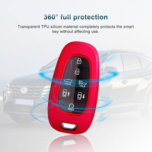 تصميم غطاء مفتاح BIXUAN لسيارة Hyundai 2022 2023 2024 Tucson NX4، Ioniq 5، Santa Cruz، Staria / 2021 2022 2023 2024 Santa Fe TM، Nexo /2020-2024 Sonata DN8 غطاء حماية من مادة TPU باللون الأزرق in Kuwait