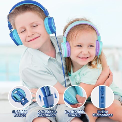 USB Type C Kids Headphone for School, Upgrade Kids Headphone with Microphone, Wired Boys Girls Headphones with Safe Limiter 85dB/95dB, Foldable Over Ear Headphones for School/iPad/Tablets/Travel in Saudi Arabia