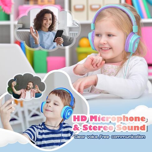 USB Type C Kids Headphone for School, Upgrade Kids Headphone with Microphone, Wired Boys Girls Headphones with Safe Limiter 85dB/95dB, Foldable Over Ear Headphones for School/iPad/Tablets/Travel in Saudi Arabia