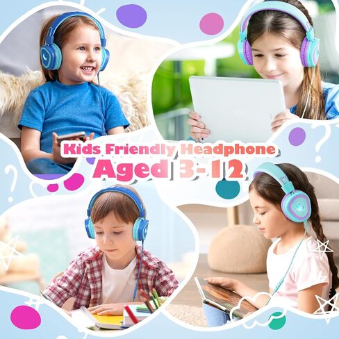 USB Type C Kids Headphone for School, Upgrade Kids Headphone with Microphone, Wired Boys Girls Headphones with Safe Limiter 85dB/95dB, Foldable Over Ear Headphones for School/iPad/Tablets/Travel in Saudi Arabia