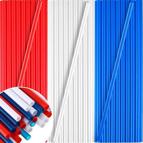 Gerrii 150 Pcs Red White Blue Plastic Drinking Straws Disposable Drinking Independence Day Straw for 4th of July Patriotic Reusable Straws for Memorial Day Americana Themed Party BBQ Supply in Saudi Arabia