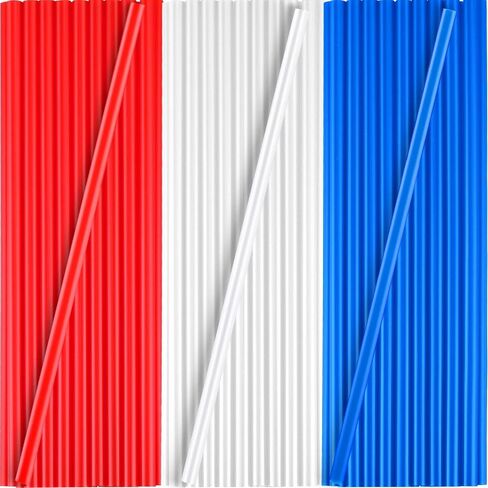 Gerrii 150 Pcs Red White Blue Plastic Drinking Straws Disposable Drinking Independence Day Straw for 4th of July Patriotic Reusable Straws for Memorial Day Americana Themed Party BBQ Supply in Saudi Arabia
