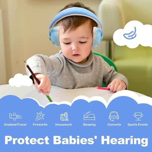 HZ002 Baby Ear Protection, Noise Cancelling Headphones for Babies and Toddler 3 Months up to 24 Months, Baby Earmuffs for Fireworks, Sleeping, Concerts, Plane - Blue in Saudi Arabia