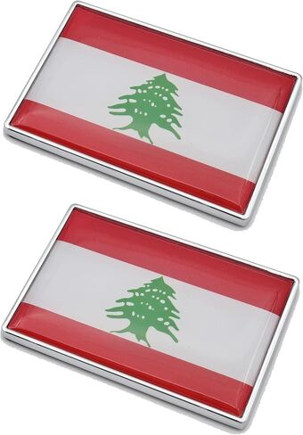 2 Pcs 3D Lebanon Lebanese Flag Metal Car Stickers Chrome Decals,2.3 x 1.6 Inch Metal Truck Stickers,Patriotic Car Motorcycle Emblem. in Saudi Arabia