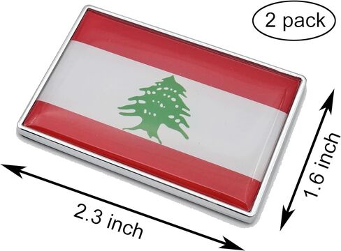 2 Pcs 3D Lebanon Lebanese Flag Metal Car Stickers Chrome Decals,2.3 x 1.6 Inch Metal Truck Stickers,Patriotic Car Motorcycle Emblem. in Saudi Arabia