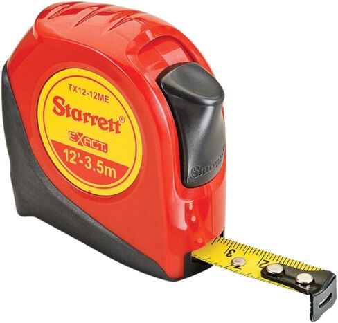 Starrett Exact Retractable Imperial/Metric Pocket Tape Measure with Nylon Coating, Self Adjusting End Hook, and Steel Belt Clip - 1/2-inch Width x 12 ft. Length - KTX12-12ME-N in Saudi Arabia