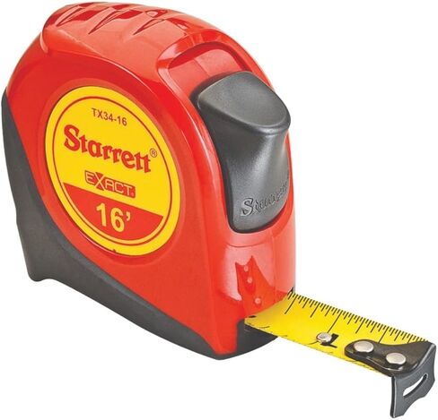 Starrett Exact Retractable Imperial/Metric Pocket Tape Measure with Nylon Coating, Self Adjusting End Hook, and Steel Belt Clip - 1/2-inch Width x 12 ft. Length - KTX12-12ME-N in Saudi Arabia