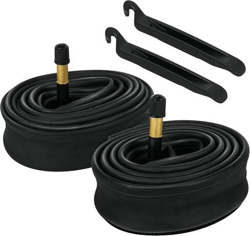 LotFancy 2 Pack 14"/16"/18"/20"/24"/26" x 1.75/1.95/2.10/2.125 Bike Tube, 32mm Schrader Valve, Butyl Rubber tubes for Road Mountain Bike, Plus 2 Nylon Plastic Tire Levers in Saudi Arabia