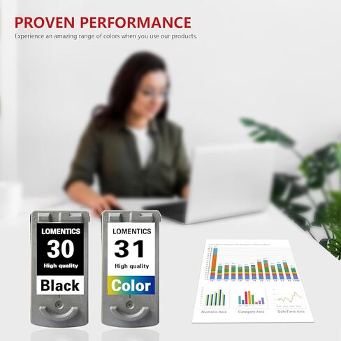 خراطيش حبر ملونة PG-30 باللون الأسود وCL-31 (عبوة من قطعتين، أسود، ثلاثي الألوان) - بديل حبر Lometic PG30 CL31 لطابعة Canon iP2600 iP1800 MX310 MX300 MP210 MP470 MP140 MP190 in Kuwait