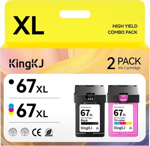 67XL Ink Cartridge Black and Color Combo Pack Replacement for HP 67 67XL for Deskjet 2700 2700e 2752 2742e 2755 2755e 4100 4152e 4155 for Envy 6000 6055e 6400 6458 6452 6455e Printer (2 Pack) in Saudi Arabia