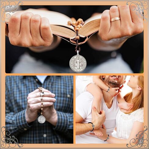 قلادة ميدالية القديس بنديكت من الفولاذ المقاوم للصدأ من يلسكي، 10 قطع من مجوهرات حماية ميداليات القديس بنديكت للرجال والنساء، ميدالية فضية اللون للحماية من قلادة سحر الشر، هدية للرجال والنساء in Kuwait