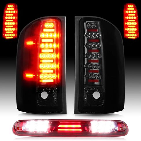 مجموعة مصابيح LED الخلفية + مصباح شحن الفرامل الثالث مناسب لسيارة Chevy Silverado 1500 2500 HD 3500 HD 2007-2014، لـ 08-14 GMC Sierra 3500 HD مع عجلة مزدوجة فقط، عدسات مدخنة من الكروم 3 قطع in Kuwait