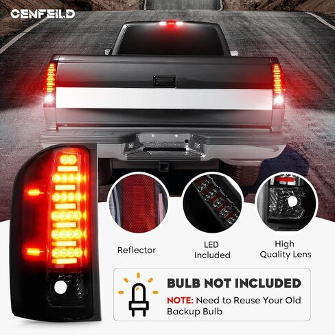 مجموعة مصابيح LED الخلفية + مصباح شحن الفرامل الثالث مناسب لسيارة Chevy Silverado 1500 2500 HD 3500 HD 2007-2014، لـ 08-14 GMC Sierra 3500 HD مع عجلة مزدوجة فقط، عدسات مدخنة من الكروم 3 قطع in Kuwait