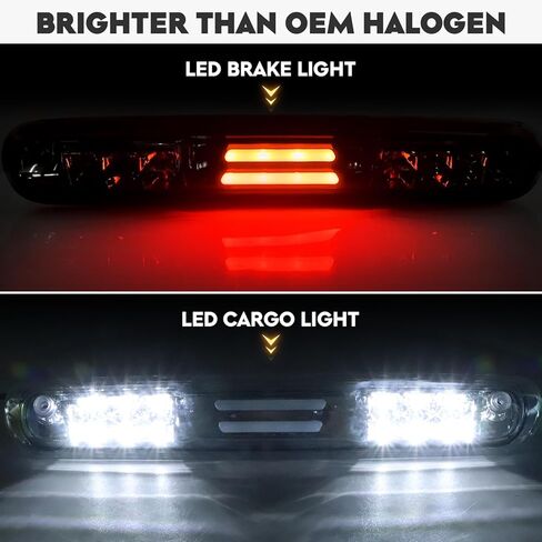 مجموعة مصابيح LED الخلفية + مصباح شحن الفرامل الثالث مناسب لسيارة Chevy Silverado 1500 2500 HD 3500 HD 2007-2014، لـ 08-14 GMC Sierra 3500 HD مع عجلة مزدوجة فقط، عدسات مدخنة من الكروم 3 قطع in Kuwait