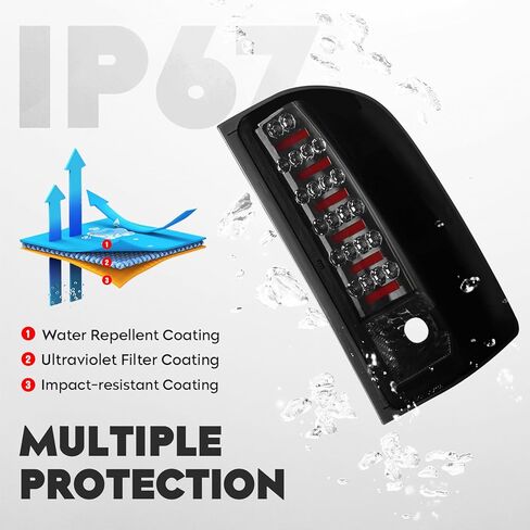 مجموعة مصابيح LED الخلفية + مصباح شحن الفرامل الثالث مناسب لسيارة Chevy Silverado 1500 2500 HD 3500 HD 2007-2014، لـ 08-14 GMC Sierra 3500 HD مع عجلة مزدوجة فقط، عدسات مدخنة من الكروم 3 قطع in Kuwait