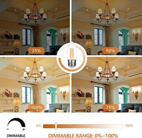 B11 E26 LED Candelabra Bulbs 4W(40 Watt Equivalent) 2700K Warm White 450lm dimmable LED Filament Chandelier Light Bulbs Clear Glass Candle Lamp for Ceiling Fan Home Decor 6 Pack in Saudi Arabia