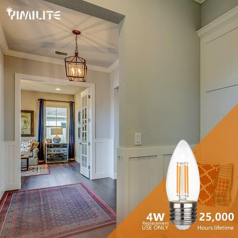 B11 E26 LED Candelabra Bulbs 4W(40 Watt Equivalent) 2700K Warm White 450lm dimmable LED Filament Chandelier Light Bulbs Clear Glass Candle Lamp for Ceiling Fan Home Decor 6 Pack in Saudi Arabia