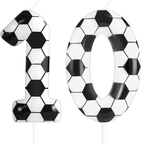 Soccer Birthday Candles 10th Soccer Themed Birthday Party Decorations, Football Birthday Cake Candles for Boys Girls Kids Sport-Theme Party Supplies in Saudi Arabia