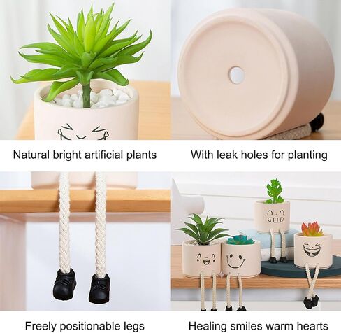 Fake Plants, Small Artificial Plant Indoor, Plant Pot for Home, Bathroom, Wall, Bedroom, Living Room, Kitchen, Succulents Plants Live Aesthetic Decor or Pen Holder (B) in Saudi Arabia