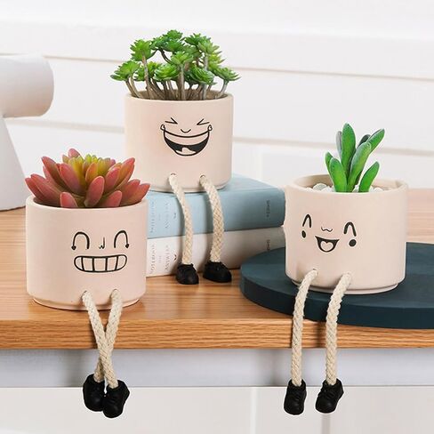 Fake Plants, Small Artificial Plant Indoor, Plant Pot for Home, Bathroom, Wall, Bedroom, Living Room, Kitchen, Succulents Plants Live Aesthetic Decor or Pen Holder (B) in Saudi Arabia