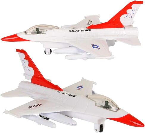 ArtCreativity F-16 Fighting Falcon Jets مع آلية التراجع، مجموعة من 2، ألعاب مقاتلة طائرة معدنية مصبوبة للأطفال، ديكورات كعكة عسكرية للقوات الجوية، هدايا حفلات الطيران in Saudi Arabia