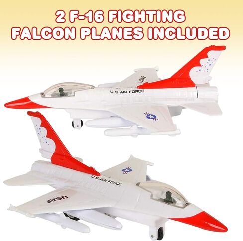 ArtCreativity F-16 Fighting Falcon Jets مع آلية التراجع، مجموعة من 2، ألعاب مقاتلة طائرة معدنية مصبوبة للأطفال، ديكورات كعكة عسكرية للقوات الجوية، هدايا حفلات الطيران in Saudi Arabia