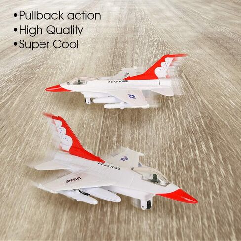 ArtCreativity F-16 Fighting Falcon Jets مع آلية التراجع، مجموعة من 2، ألعاب مقاتلة طائرة معدنية مصبوبة للأطفال، ديكورات كعكة عسكرية للقوات الجوية، هدايا حفلات الطيران in Saudi Arabia