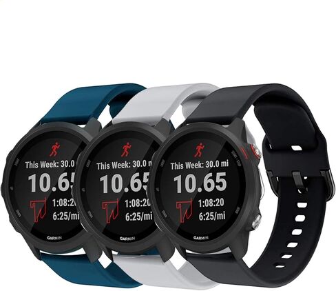 Compatible with Garmin Forerunner 245/Vivomove Sport (Venu 2 Plus 43mm) 20mm Band, Silicone Wrist Strap Replacement Accessories Band for Forerunner 245 Music (Dark Blue+Gray+Black) in Kuwait