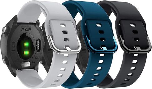 Compatible with Garmin Forerunner 245/Vivomove Sport (Venu 2 Plus 43mm) 20mm Band, Silicone Wrist Strap Replacement Accessories Band for Forerunner 245 Music (Dark Blue+Gray+Black) in Kuwait