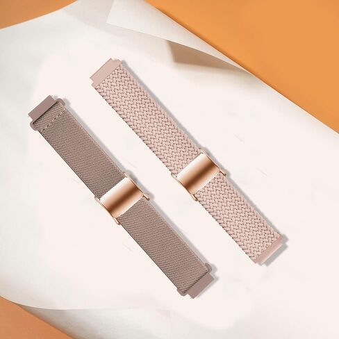 2 Pack Braided Watch Bands Compatible with 20mm Garmin Venu/Sq/Sq 2/ Venu 2 Plus/Vivoactive 5/3/Forerunner 645/245 Music, Loop Magnetic Stretchy Nylon Elastic Fabric Strap for Women Men in Saudi Arabia