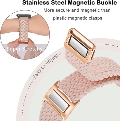 2 Pack Braided Watch Bands Compatible with 20mm Garmin Venu/Sq/Sq 2/ Venu 2 Plus/Vivoactive 5/3/Forerunner 645/245 Music, Loop Magnetic Stretchy Nylon Elastic Fabric Strap for Women Men in Saudi Arabia