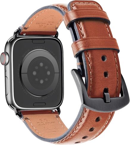 Wristitani Compatible with Apple Watch Band 49mm 45mm 44mm 42mm 41mm 40mm 38mm, Oil Wax Leather Watch Band for iWatch Series 8/7/6/SE/5/4/3/2/1, Vintage Replacement Wristband for Men Women in Saudi Arabia