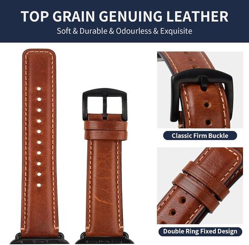 Wristitani Compatible with Apple Watch Band 49mm 45mm 44mm 42mm 41mm 40mm 38mm, Oil Wax Leather Watch Band for iWatch Series 8/7/6/SE/5/4/3/2/1, Vintage Replacement Wristband for Men Women in Saudi Arabia