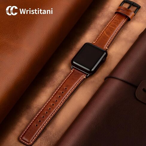 Wristitani Compatible with Apple Watch Band 49mm 45mm 44mm 42mm 41mm 40mm 38mm, Oil Wax Leather Watch Band for iWatch Series 8/7/6/SE/5/4/3/2/1, Vintage Replacement Wristband for Men Women in Saudi Arabia
