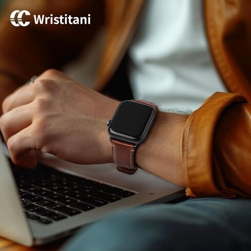 Wristitani Compatible with Apple Watch Band 49mm 45mm 44mm 42mm 41mm 40mm 38mm, Oil Wax Leather Watch Band for iWatch Series 8/7/6/SE/5/4/3/2/1, Vintage Replacement Wristband for Men Women in Saudi Arabia