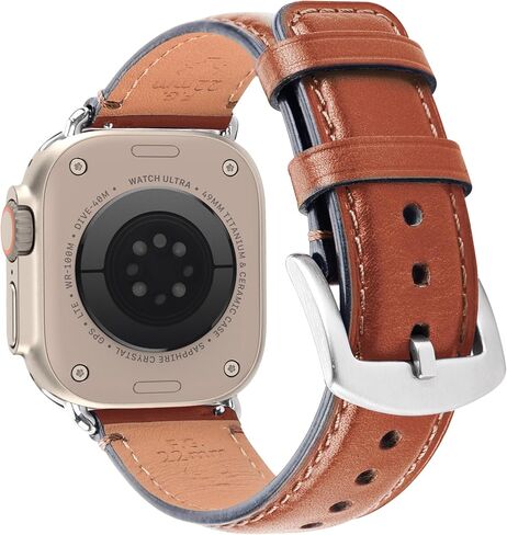 Wristitani Compatible with Apple Watch Band 49mm 45mm 44mm 42mm 41mm 40mm 38mm, Oil Wax Leather Watch Band for iWatch Series 8/7/6/SE/5/4/3/2/1, Vintage Replacement Wristband for Men Women in Saudi Arabia