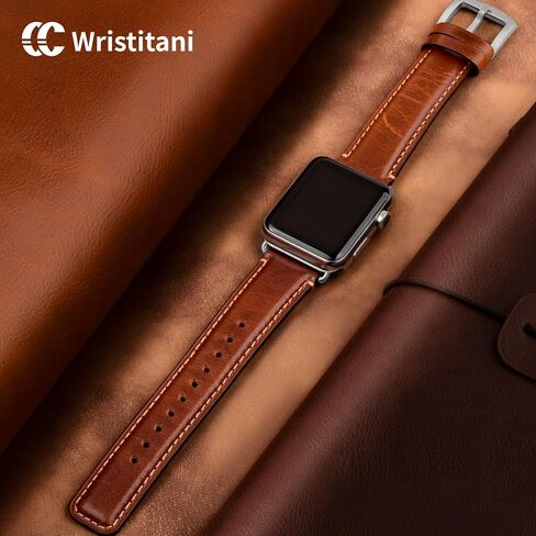Wristitani Compatible with Apple Watch Band 49mm 45mm 44mm 42mm 41mm 40mm 38mm, Oil Wax Leather Watch Band for iWatch Series 8/7/6/SE/5/4/3/2/1, Vintage Replacement Wristband for Men Women in Saudi Arabia